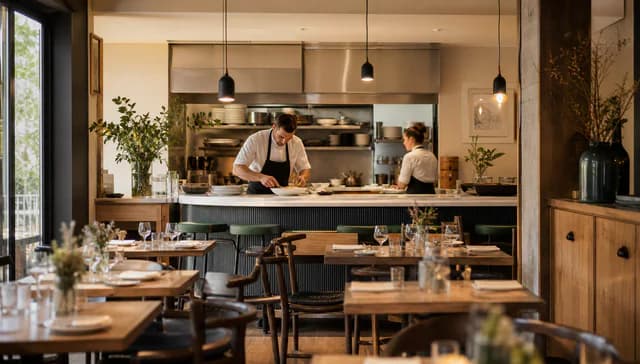 Équipe préparant le service dans un restaurant